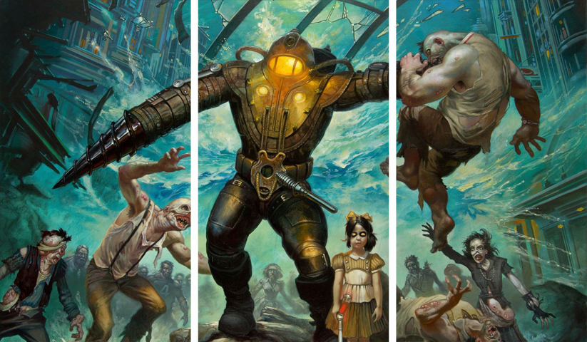 لوحة BioShock – ثلاثة قطع – برشة أحجام | ديكور دارك