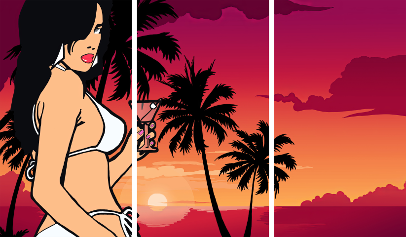 GTA vice city – 3 Panels – Multiple Sizes | Home Decor