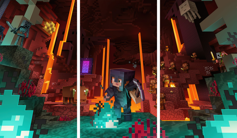 Minecraft – 3 Panneaux – Plusieurs Tailles | Décoration Maison