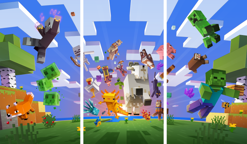 Minecraft – 3 Panneaux – Plusieurs Tailles | Décoration Maison