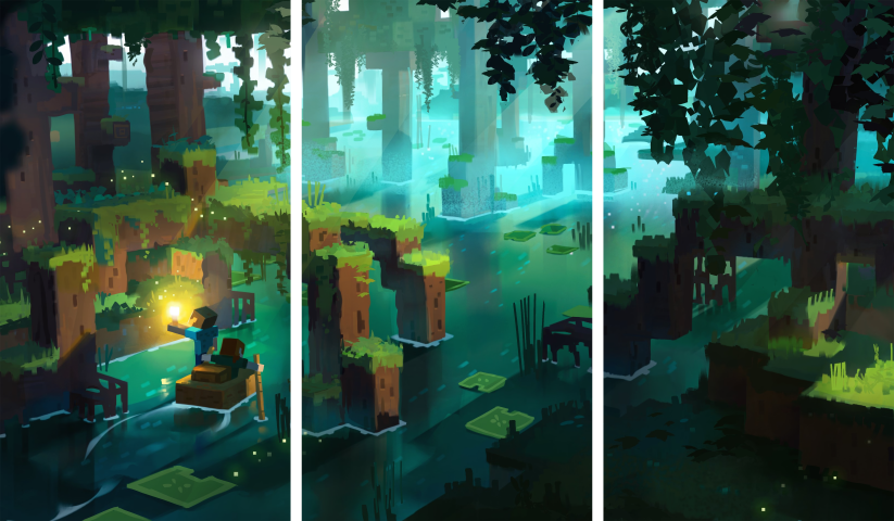 Minecraft – 3 Panels – Multiple Sizes | Home Decor