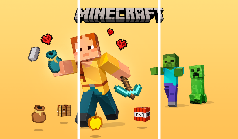 Minecraft – 3 Panels – Multiple Sizes | Home Decor