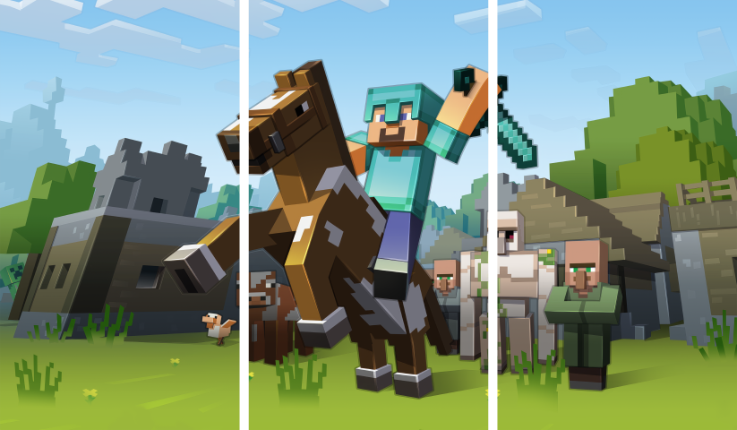 Minecraft – 3 Panels – Multiple Sizes | Home Decor