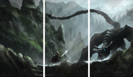 The Elder Scrolls V Skyrim – 3 Panels – Multiple Sizes | Home Decor