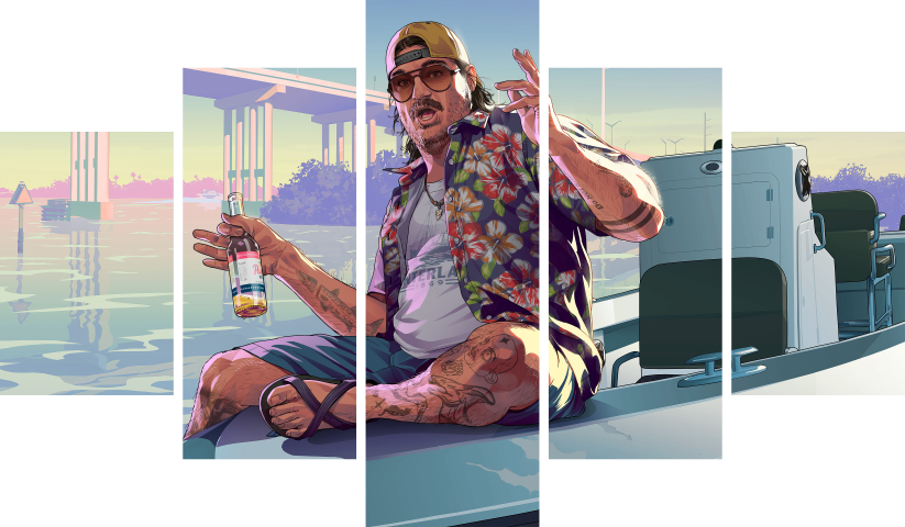 GTA VI – 5 Panels – Multiple Sizes | Home Decor