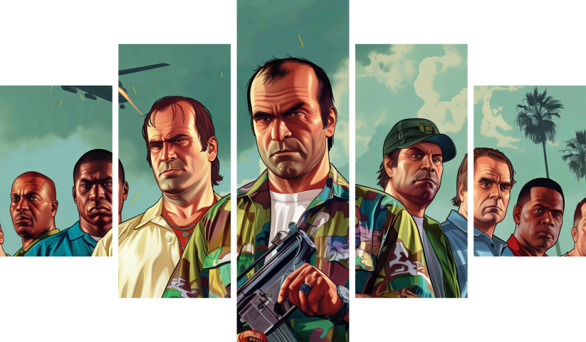 GTA V – 5 Panels – Multiple Sizes | Home Decor