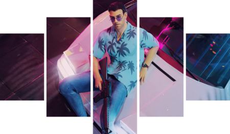 لوحة GTA vice city – خمسة قطع – برشة أحجام | ديكور دارك
