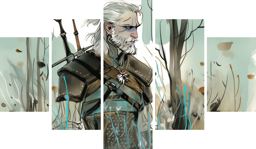 The Witcher – 5 Panels – Multiple Sizes | Home Decor
