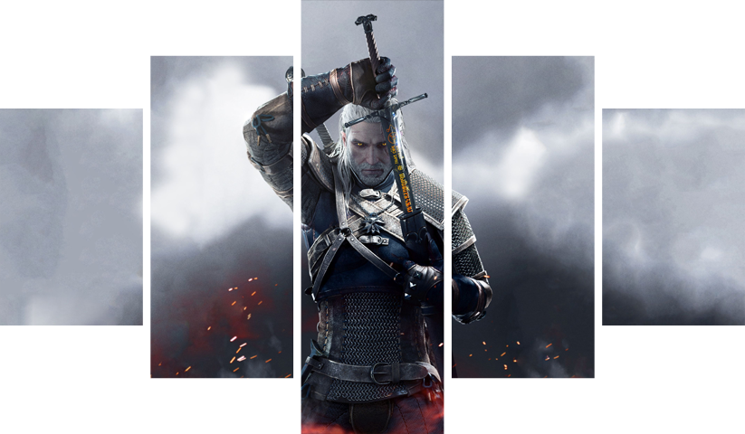 The Witcher – 5 Panels – Multiple Sizes | Home Decor