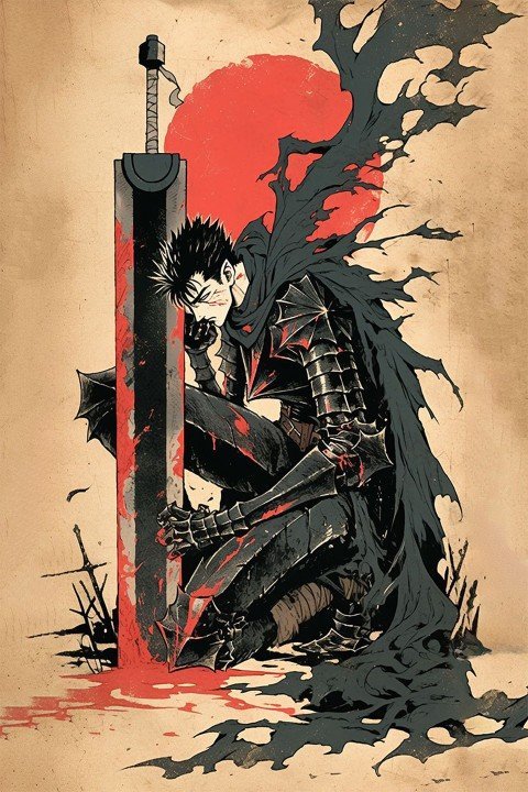 لوحة Berserk – قطعة واحدة – برشة أحجام | ديكور دارك