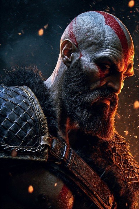 لوحة God of War – قطعة واحدة – برشة أحجام | ديكور دارك