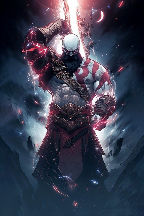 لوحة God of War – قطعة واحدة – برشة أحجام | ديكور دارك