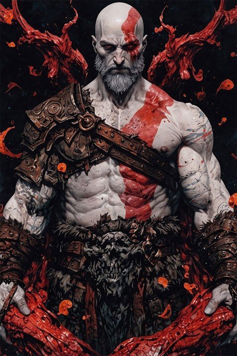 لوحة God of War – قطعة واحدة – برشة أحجام | ديكور دارك