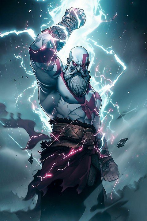 لوحة God of War – قطعة واحدة – برشة أحجام | ديكور دارك