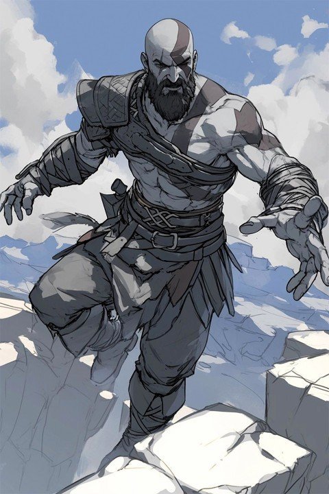 لوحة God of War – قطعة واحدة – برشة أحجام | ديكور دارك