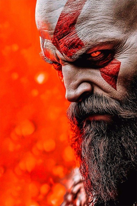 لوحة God of War – قطعة واحدة – برشة أحجام | ديكور دارك