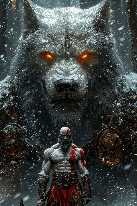 لوحة God of War – قطعة واحدة – برشة أحجام | ديكور دارك