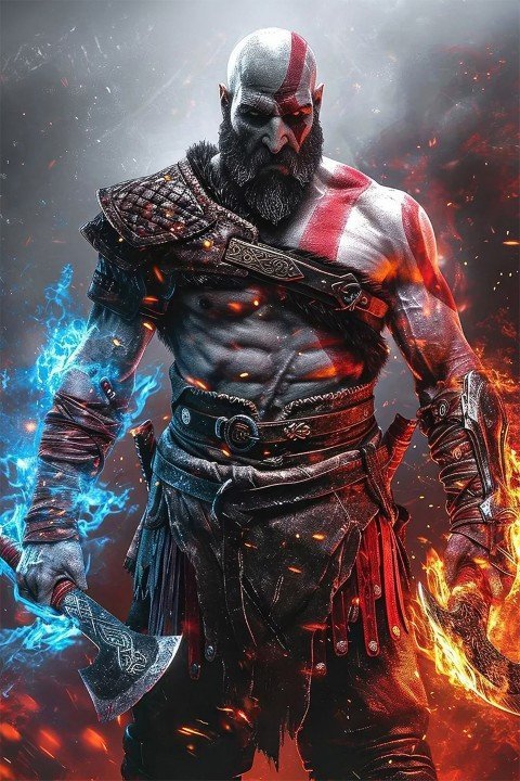 لوحة God of War – قطعة واحدة – برشة أحجام | ديكور دارك