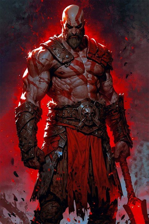 لوحة God of War – قطعة واحدة – برشة أحجام | ديكور دارك