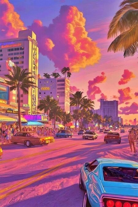لوحة Grand Theft Auto vice city – قطعة واحدة – برشة أحجام | ديكور دارك