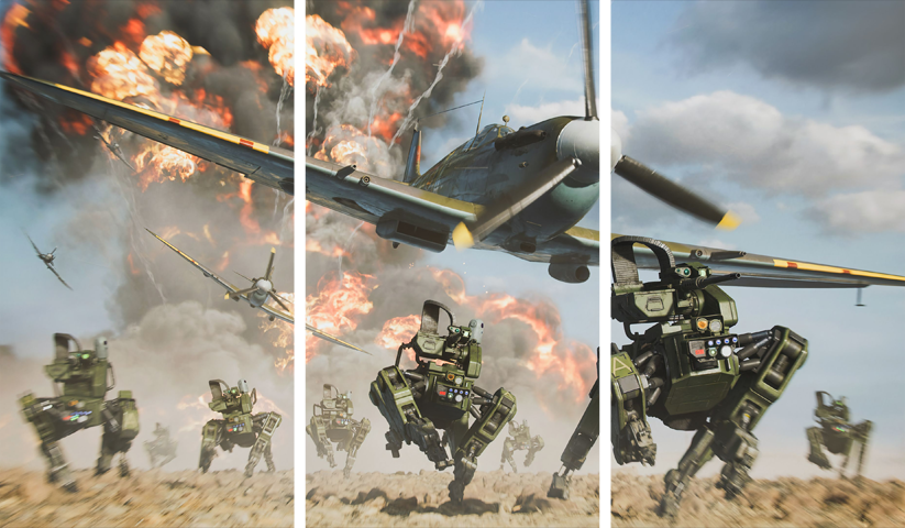 Battlefield – 3 Panneaux – Plusieurs Tailles | Décoration Maison