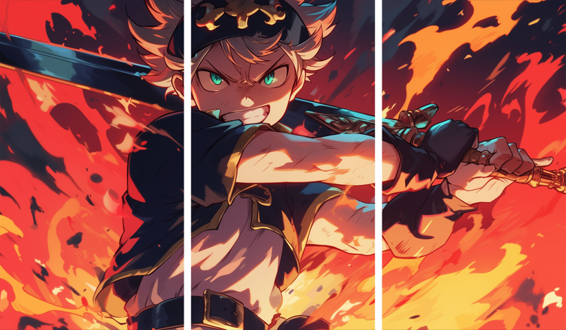 Black Clover – 3 Panels – Multiple Sizes | Home Decor