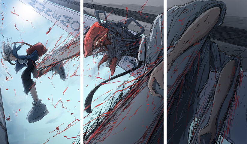 Chainsaw Man – 3 Panels – Multiple Sizes | Home Decor