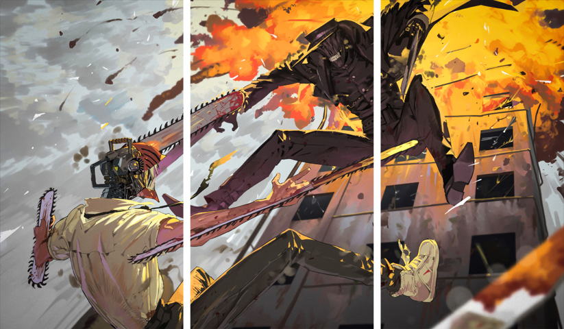 Chainsaw Man – 3 Panels – Multiple Sizes | Home Decor