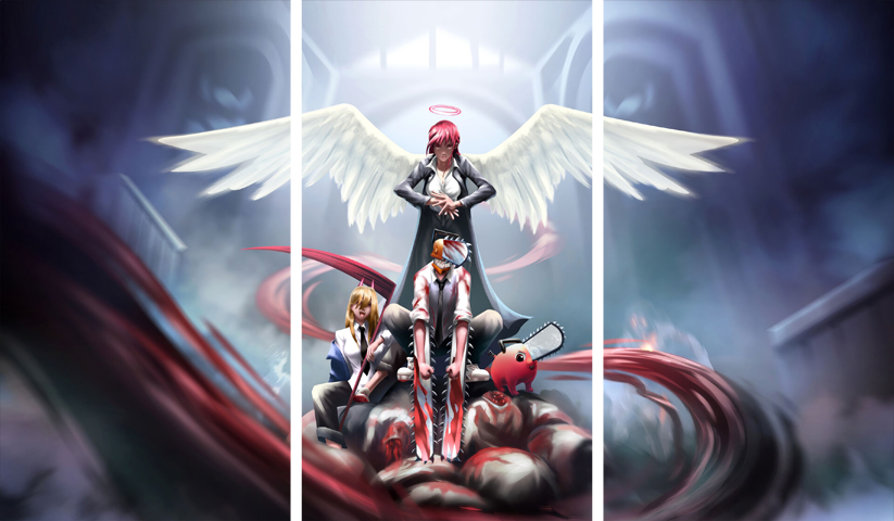 Chainsaw Man – 3 Panels – Multiple Sizes | Home Decor