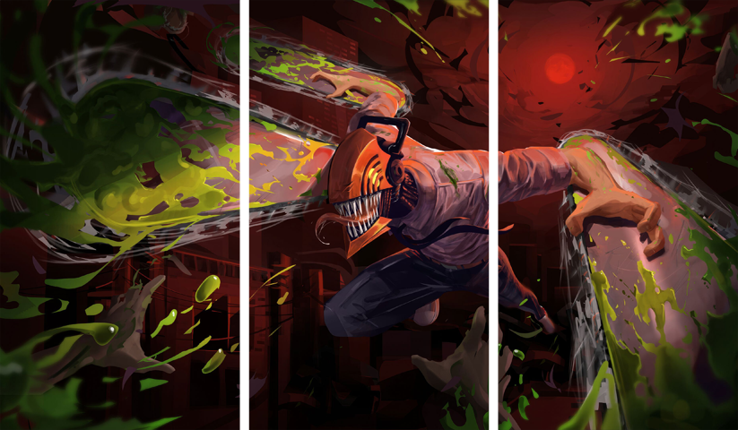Chainsaw Man – 3 Panels – Multiple Sizes | Home Decor