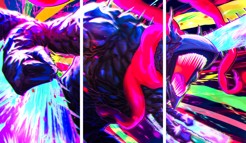 Chainsaw Man – 3 Panels – Multiple Sizes | Home Decor