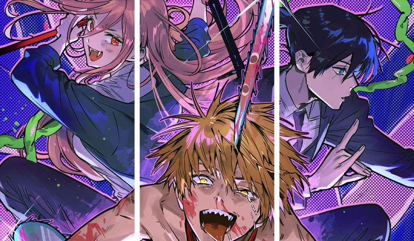 Chainsaw Man – 3 Panels – Multiple Sizes | Home Decor