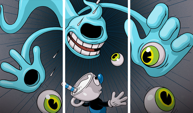Cuphead – 3 Panels – Multiple Sizes | Home Decor