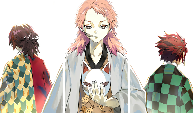 لوحة Demon Slayer – ثلاثة قطع – برشة أحجام | ديكور دارك