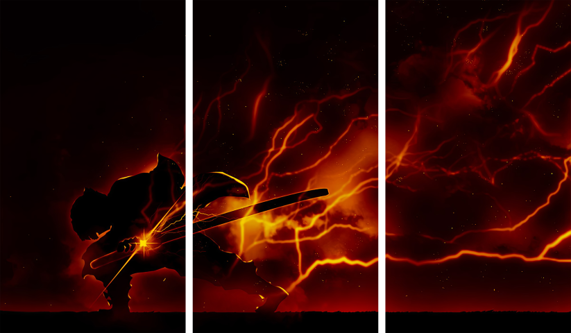 لوحة Demon Slayer – ثلاثة قطع – برشة أحجام | ديكور دارك