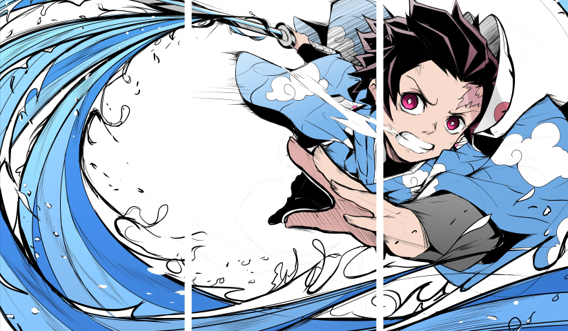 لوحة Demon Slayer – ثلاثة قطع – برشة أحجام | ديكور دارك