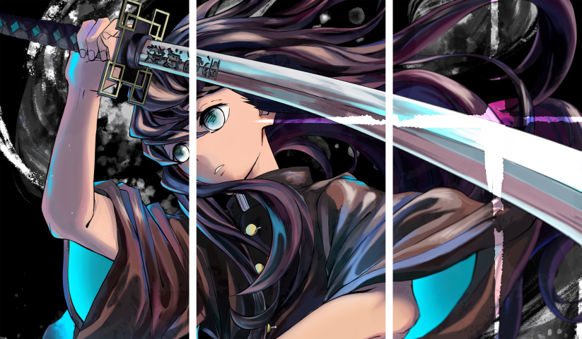 لوحة Demon Slayer – ثلاثة قطع – برشة أحجام | ديكور دارك