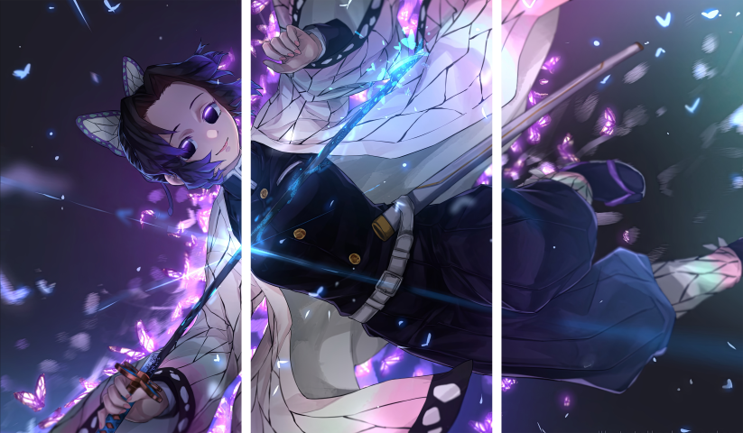 لوحة Demon Slayer – ثلاثة قطع – برشة أحجام | ديكور دارك