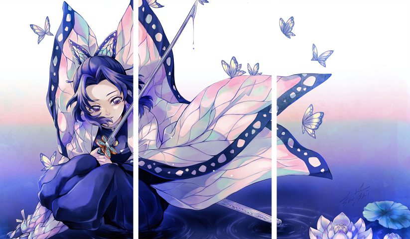 لوحة Demon Slayer – ثلاثة قطع – برشة أحجام | ديكور دارك