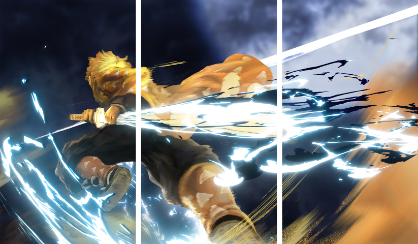 Demon Slayer – 3 Panneaux – Plusieurs Tailles | Décoration Maison