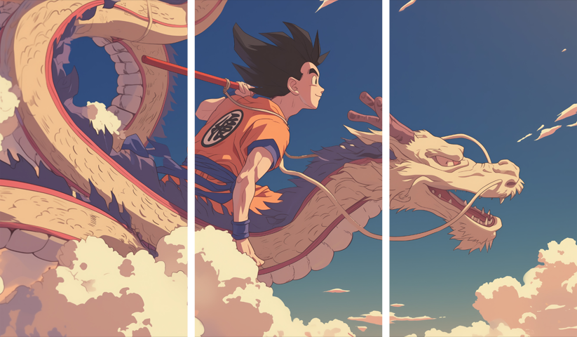 لوحة Dragon Ball – ثلاثة قطع – برشة أحجام | ديكور دارك