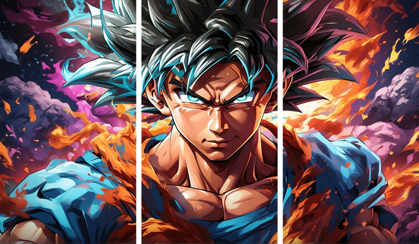 لوحة Dragon Ball – ثلاثة قطع – برشة أحجام | ديكور دارك
