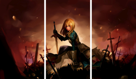 لوحة Fate Zero – ثلاثة قطع – برشة أحجام | ديكور دارك