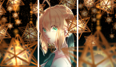 لوحة Fate stay night – ثلاثة قطع – برشة أحجام | ديكور دارك