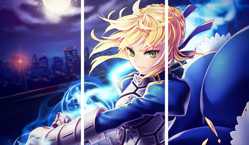 Fate stay night – 3 Panels – Multiple Sizes | Home Decor