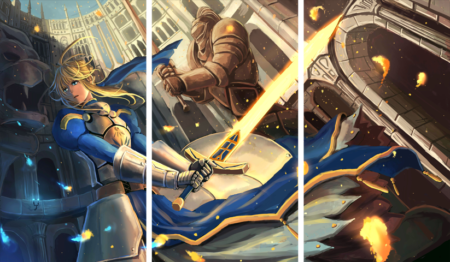 لوحة Fate stay night – ثلاثة قطع – برشة أحجام | ديكور دارك