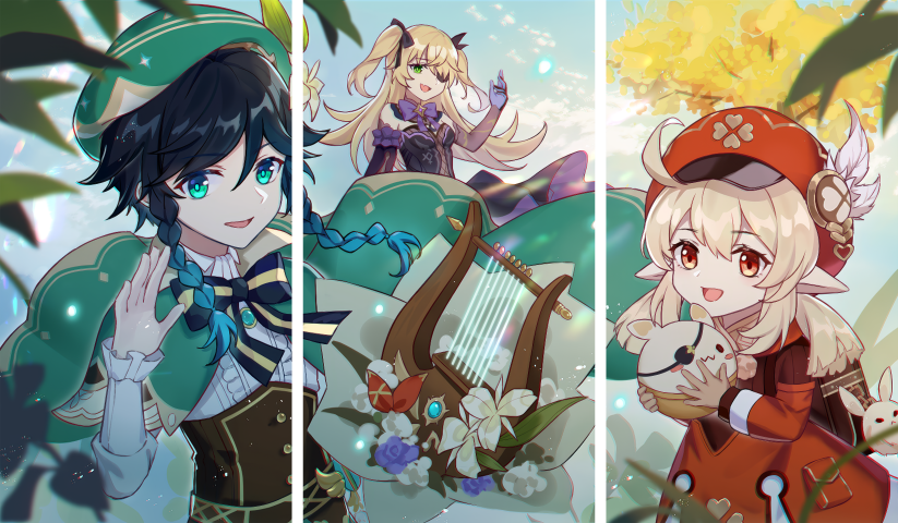 لوحة Genshin Impact – ثلاثة قطع – برشة أحجام | ديكور دارك