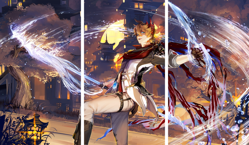 Genshin Impact – 3 Panneaux – Plusieurs Tailles | Décoration Maison