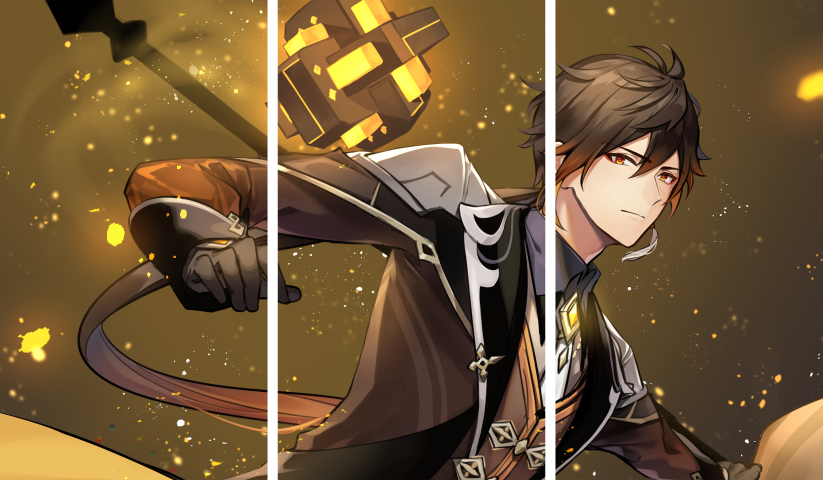 لوحة Genshin Impact – ثلاثة قطع – برشة أحجام | ديكور دارك