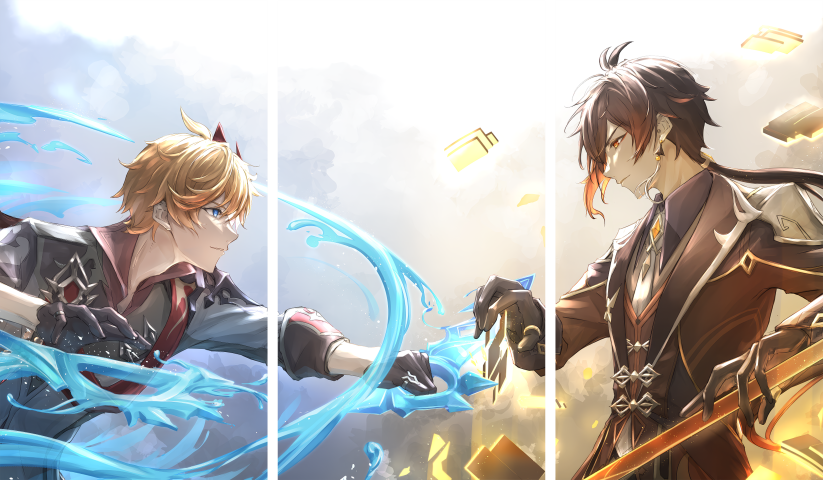 لوحة Genshin Impact – ثلاثة قطع – برشة أحجام | ديكور دارك